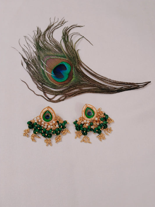 Peacock Feather Kundan Earrings